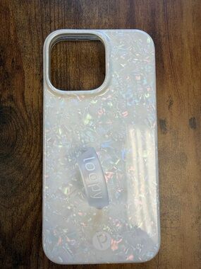 Loopy Case Iridescent Pearl White Phone Case with Integrated Loop Grip